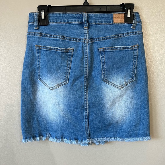 Denim BLVD Los Angles Distressed Denim Pencil Skirt - Picture 5 of 7